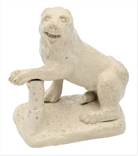 Rare Salt Glazed Lion Figure, height 3 1/2 inches. Provenance: Leo Kaplan, LTD., 2003, with copy of bill of sale. Estate of Wallace Bradway, New Haven