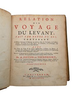 Relation D'un Voyage Du Levant Fait Par Ordre DU Roi Par M. Pitton De Tournefort, MDCCXVIII, Amsterdam, along with plates and maps, now in hyde coveri