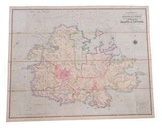 Map of Antigua, 1852, Wm. Musgrave with color highlights, fold out, 42" x 52".