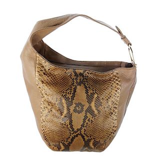 GUCCI - a Python Leather Greenwich Hobo Bag. Designed with soft grained taupe leather and python ski