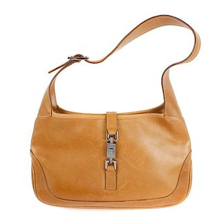 GUCCI - a mini Jackie O leather hobo. Featuring a smooth tan leather exterior, engraved gunmetal har
