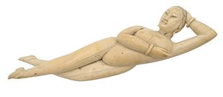 Chinese Carved Ivory Doctor's Doll, late 19th century, length 12 inches, splits. Items containing ivory cannot be purchased or shipped by bidders resi