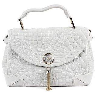 GIANNI VERSACE - an Altea Quilted Barocco Vanitas bag. Designed with a pale grey quilted leather ext