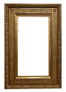 Victorian Gilt and Gesso Flower Frame, having 8 inch thick frame, 54" x 36", rabbet 38 1/2" x 20 1/2".