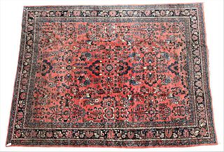 Hamadan Oriental Carpet, 8' 9" x 11' 6". Provenance: Estate of Florence Yannios, Waterfront Home, Guilford, CT.