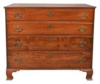 Chippendale Walnut Chest of Four Drawers, on ogee feet, height 34 inches, top 19 1/2" x 39 1/2". Provenance: Estate of Florence Yannios, Cheshire, CT.