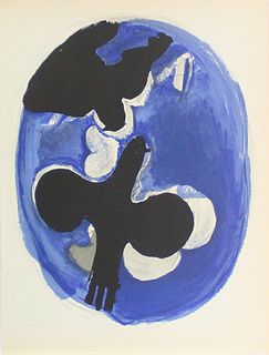 Georges Braque - Deux Oiseau sur Fond Bleue