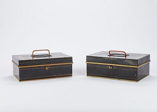 Pair of Antique Tin Money Boxes - J. J. Hill