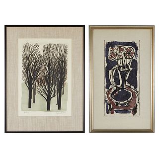 Pair of Eugene Larkin Woodblock Prints