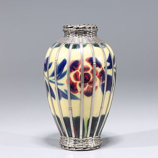 Japanese Cloisonne & Silver Vase