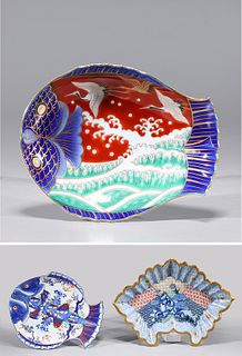 Group of Three Japanese Assorted Porcelain Dishes