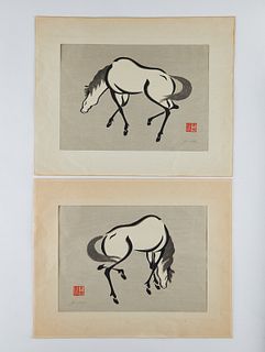 Pr: Aoyama Seizan Horse Woodblock Prints