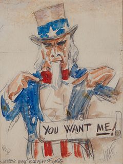 James Montgomery Flagg Uncle Sam WC on Paper
