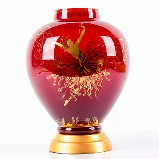 Franklin Mint Erte Ruby Glass Vase, Applause