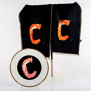 Vintage Erte Charger and Scarf, The Alphabet C