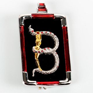 Erte Art Jewelry, B The Letter Onyx Pendant / Brooch