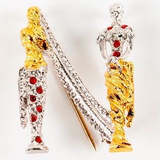 Erte Art Jewelry, N The Letter Pendant / Brooch