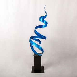 Jon Allen (American) , Signed Abstract Metal Sculpture, Blue Sea Breeze