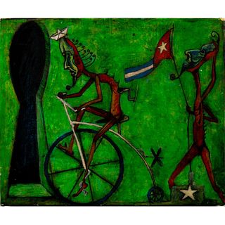 Johan Nunez Ruiz, Oil on Canvas, Marcha a Bicicleta