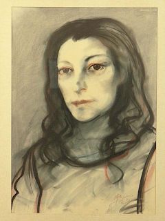 Carlos Alonso Argentinean (born1929- ) Pastel and Charcoal with Heightener "Amanda I" Circa 1983.