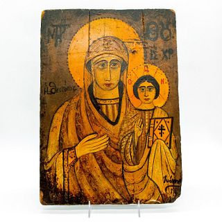 Painting on Wooden Board, Madonna and Child Orthodox Icon