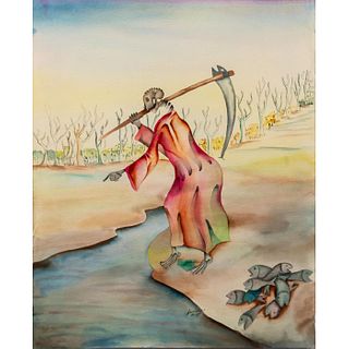 Leovigildo Martinez Torres, Watercolor, Death of the Fish