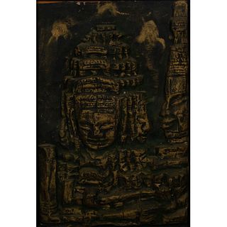 Framed Cambodian Relief Wall Art, Face