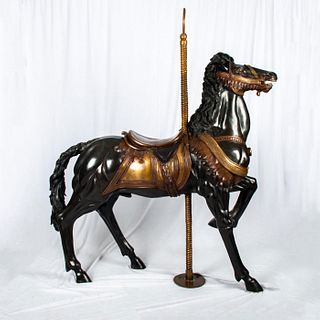Life Size Vintage Bronze Carousel Horse Sculpture