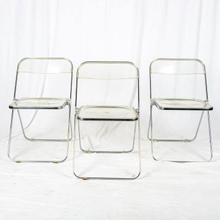 3pc Set of Vintage Anonima Castelli Lucite Folding Chairs