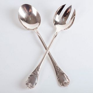 2pc Christofle Marly Pattern Salad Serving Spoon and Fork