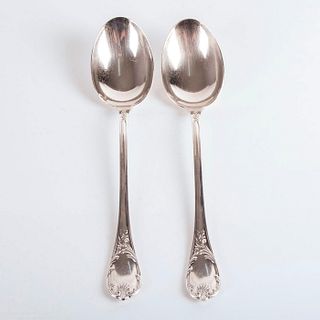 2pc Christofle Marly Pattern Silver Serving Spoon