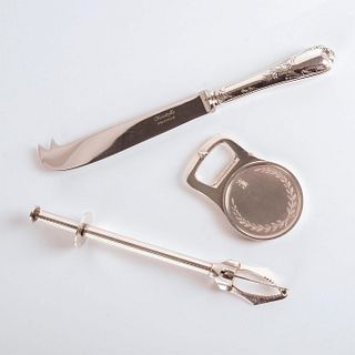 3pc Christofle Silver-Plated Barware and Cheese Knife