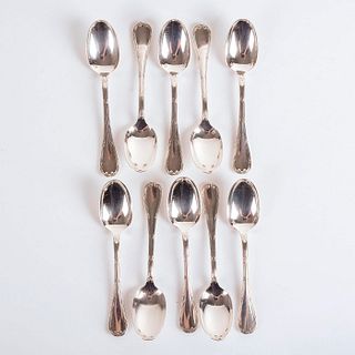 10pc Christofle Rubans Pattern Demitasse Spoons