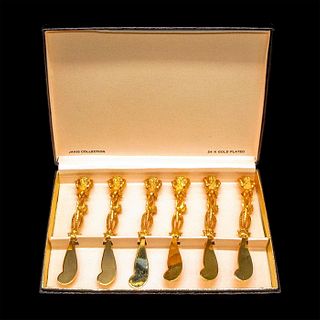 6pc Janis Collection, 24k Gold Plated Hors D'oeuvre Knives