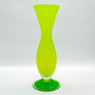 Kosta Boda Glass Gunnel Sahlin Signed Neon Yellow Vase