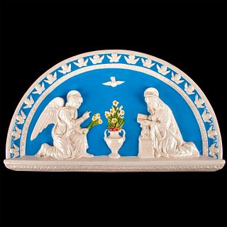 Italian Bas Relief Ceramic Wall Lunette, Annunciation