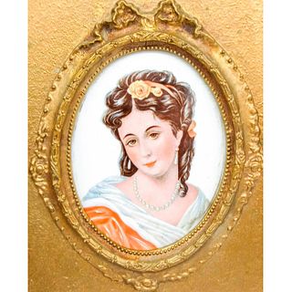 Small Oval Porcelain Plaque, Portrait of a Young Lady