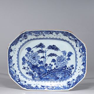 18th Century Chinese Blue & White Porcelain Dish & Tureen