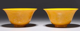Two Chinese Yellow Ground Porcelain Bowls
