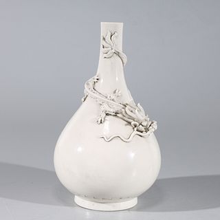Chinese Blanc de Chine Porcelain Dragon Vase