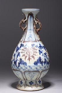 Chinese Blue, White, & Red Porcelain Vase