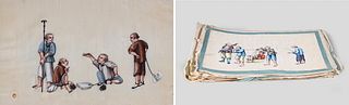 Grouping of Ten Antique Chinese Rice Paper Plith Paintings