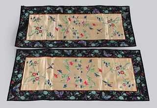 Pair of Chinese Silk Textile Panels