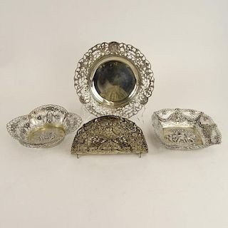Lot of Four (4) Antique German 800 Silver Reticulated Tabletop Items.