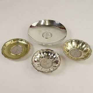 Lot of Four German 800, 835 Silver Coin Dishes.