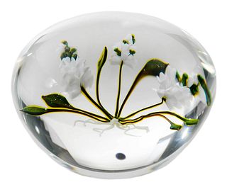 Paul J. Stankard Botanical Glass Paperweight