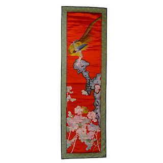 20th Century Chinese Silk Embroidered Wall Hanging Depicting colorful dragons