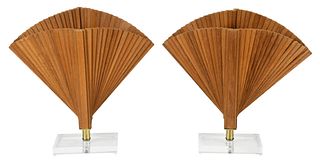 Pair of Mid Century Modern Wood and Lucite Table Lamps