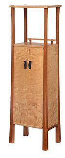 Greg Smith Tiger Maple Cabinet with Iron Handles