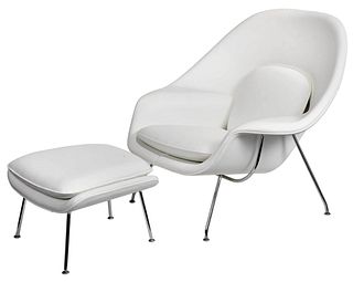 Eero Saarinen for Knoll Leather Womb Chair and Ottoman